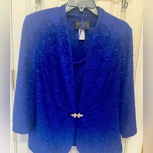 Alex Evenings blue 2 piece jacket.
